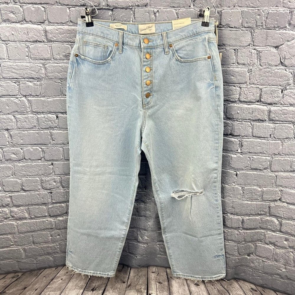 Universal Thread Vintage Straight Stretch Button Fly Jeans Size 14 Ankle Length - Picture 2 of 13